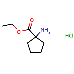 Chemical structure of Ethyl 1-amino-cyclopentanecarboxylate hydrochloride , CAS 22649-37-2, AChemBlock P39541