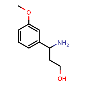 Chemical structure of 3-Amino-3-(3-methoxyphenyl)propan-1-ol , CAS 22490-86-4, AChemBlock P39559