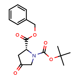 Chemical structure of 1-Boc-4-oxo-D-proline benzyl ester , CAS 224627-26-3, AChemBlock P39564