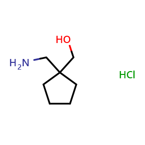 Chemical structure of 1-(Aminomethyl)-cyclopentanemethanol hydrochloride , CAS 2239-31-8, AChemBlock P39571