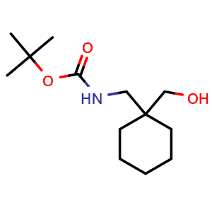 Chemical structure of N-Boc-1-(hydroxymethyl)-1-cyclohexanemethanamine , CAS 223763-92-6, AChemBlock P39574