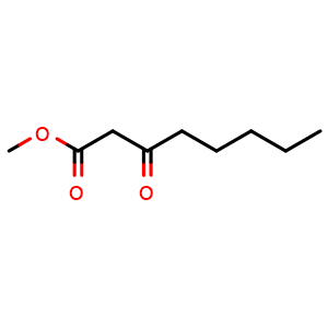 Chemical structure of 3-Oxo-octanoic acid methyl ester , CAS 22348-95-4, AChemBlock P39583