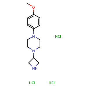 Chemical structure of 1-(3-Azetidinyl)-4-(4-methoxyphenyl)piperazinetrihydrochloride , CAS 1203214-04-3, AChemBlock P39584