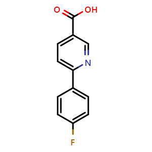 Chemical structure of 6-(4-Fluorophenyl)-3-pyridinecarboxylic acid , CAS 223127-24-0, AChemBlock P39587