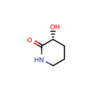 Chemical structure of (3R)-3-Hydroxy-2-piperidinone , CAS 220928-01-8, AChemBlock P39619