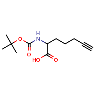 Chemical structure of Boc-2-amino-hept-6-ynoic acid , CAS 220808-64-0, AChemBlock P39621