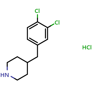Chemical structure of 4-[(3,4-Dichlorophenyl)methyl]piperidine hydrochloride , CAS 220772-32-7, AChemBlock P39622