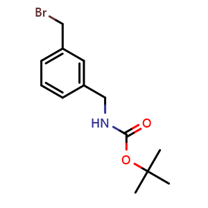 Chemical structure of 3-(Boc-aminomethyl)benzylbromide , CAS 220364-34-1, AChemBlock P39633