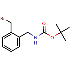 Chemical structure of 2-[(Boc-amino)methyl]benzylbromide , CAS 220364-33-0, AChemBlock P39634