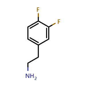 Chemical structure of 3,4-Difluoro-benzeneethanamine , CAS 220362-31-2, AChemBlock P39635