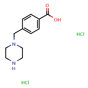 Chemical structure of 4-(1-Piperazinylmethyl)benzoic acid dihydrochloride , CAS 86620-70-4, AChemBlock P39640