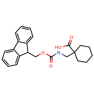 Chemical structure of 1-[(Fmoc-amino)methyl]cyclohexanecarboxylic acid , CAS 220145-22-2, AChemBlock P39642