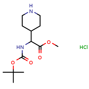 Chemical structure of Methyl a-(Boc-amino)-4-piperidineacetate hydrochloride , CAS 219832-76-5, AChemBlock P39645