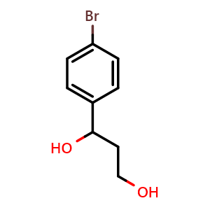 Chemical structure of 1-(4-Bromophenyl)-1,3-propanediol , CAS 219745-18-3, AChemBlock P39649