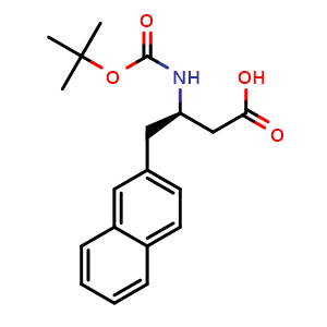 Chemical structure of (R)-b-(Boc-amino)-2-naphthalenebutanoic acid , CAS 219297-10-6, AChemBlock P39652
