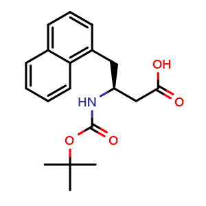 Chemical structure of (S)-b-(Boc-amino)-1-naphthalenebutanoic acid , CAS 219297-09-3, AChemBlock P39653