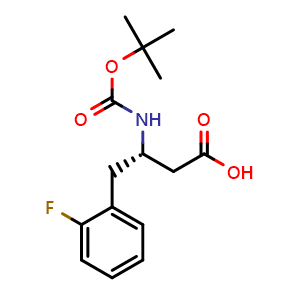 Chemical structure of (S)-2-Fluoro-b-(Boc-amino)benzenebutanoic acid , CAS 218608-99-2, AChemBlock P39664