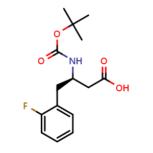 Chemical structure of (R)-b-(Boc-amino)-2-fluorobenzenebutanoic acid , CAS 218608-98-1, AChemBlock P39665