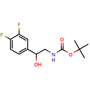 Chemical structure of N-Boc-2-(3,4-difluorophenyl)-2-hydroxyethanamine , CAS 218449-63-9, AChemBlock P39676