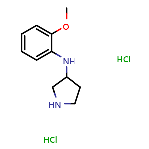 Chemical structure of N-(2-Methoxyphenyl)-3-pyrrolidinamine dihydrochloride , CAS 21756-58-1, AChemBlock P39684