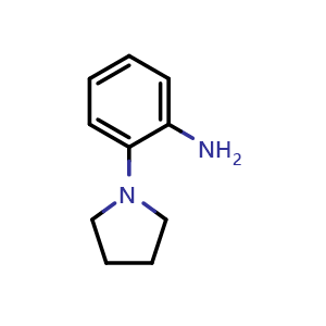 Chemical structure of 2-(1-Pyrrolidinyl)-benzenamine , CAS 21627-58-7, AChemBlock P39710