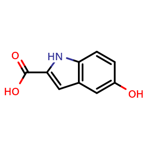 Chemical structure of 5-Hydroxyindole-2-carboxylic acid , CAS 21598-06-1, AChemBlock P39711