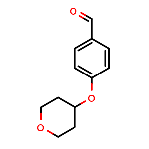 Chemical structure of 4-(4-Tetrahydropyranyloxy)benzaldehyde , CAS 215460-40-5, AChemBlock P39719