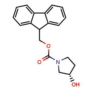 Chemical structure of (S)-1-Fmoc-3-hydroxypyrrolidine , CAS 215178-38-4, AChemBlock P39731