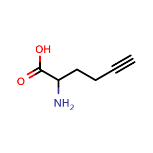 Chemical structure of 2-Amino-5-hexynoic acid , CAS 215160-72-8, AChemBlock P39732