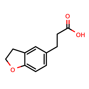 Chemical structure of 2,3-Dihydro-5-benzofuranpropanoic acid , CAS 215057-28-6, AChemBlock P39733
