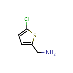 Chemical structure of 5-Chloro-2-thiophenemethanamine , CAS 214759-22-5, AChemBlock P39739