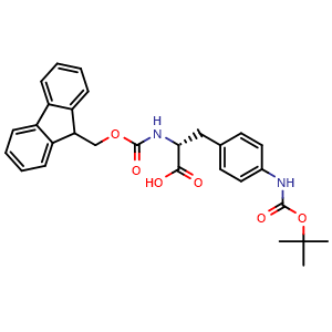 Chemical structure of 4-(Boc-amino)-N-Fmoc-D-phenylalanine , CAS 214750-77-3, AChemBlock P39740