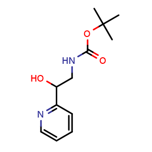 Chemical structure of 1-(Pyridin-2-yl)-2-(Boc-amino)ethanol , CAS 213990-62-6, AChemBlock P39762