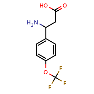 Chemical structure of 3-Amino-3-(4-trifluoromethoxy)phenylpropionic acid , CAS 213192-56-4, AChemBlock P39771