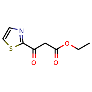 Chemical structure of Ethyl 3-oxo-3-(1,3-thiazol-2-yl)propanoate , CAS 212621-63-1, AChemBlock P39777
