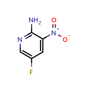 Chemical structure of 2-Amino-3-nitro-5-fluoropyridine , CAS 212268-12-7, AChemBlock P39783