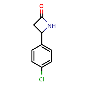 Chemical structure of 4-(4-Chlorophenyl)-2-azetidinone , CAS 21161-20-6, AChemBlock P39793