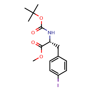 Chemical structure of Boc-4-iodo-D-phenylalanine methyl ester , CAS 210962-91-7, AChemBlock P39808
