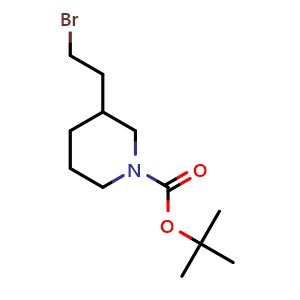 Chemical structure of 1-Boc-3-(2-bromoethyl)piperidine , CAS 210564-54-8, AChemBlock P39814