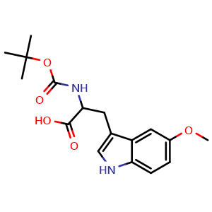 Chemical structure of N-Boc-5-methoxy-DL-tryptophan , CAS 2103356-55-2, AChemBlock P39823