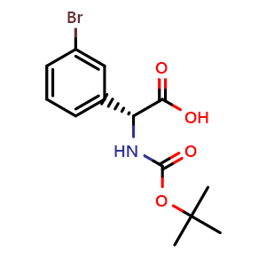 Chemical structure of Boc-(R)-2-amino-2-(3-bromophenyl)acetic acid , CAS 209680-89-7, AChemBlock P39837