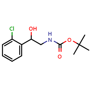 Chemical structure of N-Boc-2-(2-chlorophenyl)-2-hydroxyethanamine , CAS 209530-20-1, AChemBlock P39839