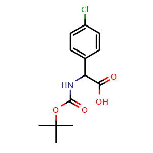 Chemical structure of 4-Chloro-a-(Boc-amino)-benzeneacetic acid , CAS 209525-73-5, AChemBlock P39840