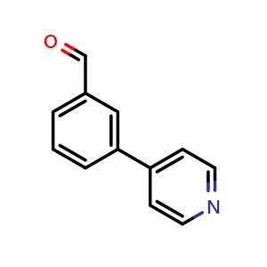 Chemical structure of 3-Pyridin-4-yl-benzaldehyde , CAS 208190-04-9, AChemBlock P39866