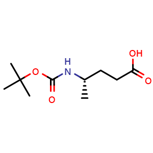 Chemical structure of (4S)-4-(Boc-amino)-pentanoic acid , CAS 207924-92-3, AChemBlock P39869