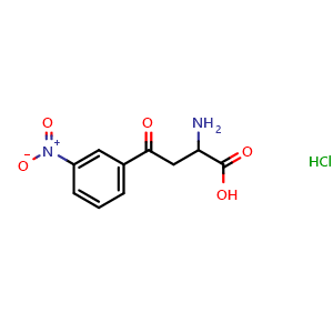 Chemical structure of a-Amino-3-nitro-g-oxo-benzenebutanoic acid hydrochloride , CAS 207572-60-9, AChemBlock P39872