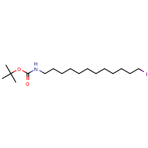 Chemical structure of 12-(Boc-amino)-1-dodecyl iodine , CAS 207453-57-4, AChemBlock P39875