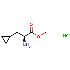 Chemical structure of (S)-Methyl 2-amino-3-cyclopropylpropanoate hydrochloride , CAS 206438-31-5, AChemBlock P39887