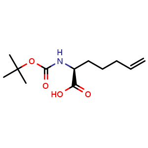 Chemical structure of (2S)-2-(Boc-amino)-6-heptenoic acid , CAS 204711-97-7, AChemBlock P39931