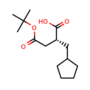 Chemical structure of tert-Butyl (R)-b-carboxy-cyclopentanebutanoate , CAS 204637-77-4, AChemBlock P39932